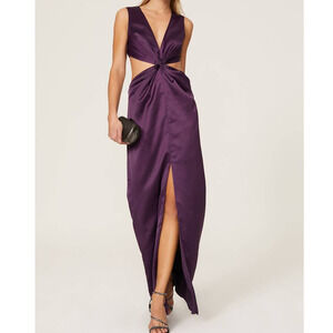 One33 Social Satin Dress Cutout Purple Maxi 2